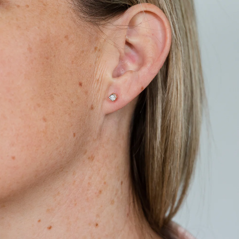 10ct Rose Gold 1/4 Carat Diamond Stud Earrings - Image 2