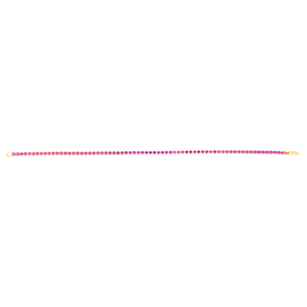 3.65 Carats Created Ruby Bracelet in 10ct Yellow Gold - Image 4