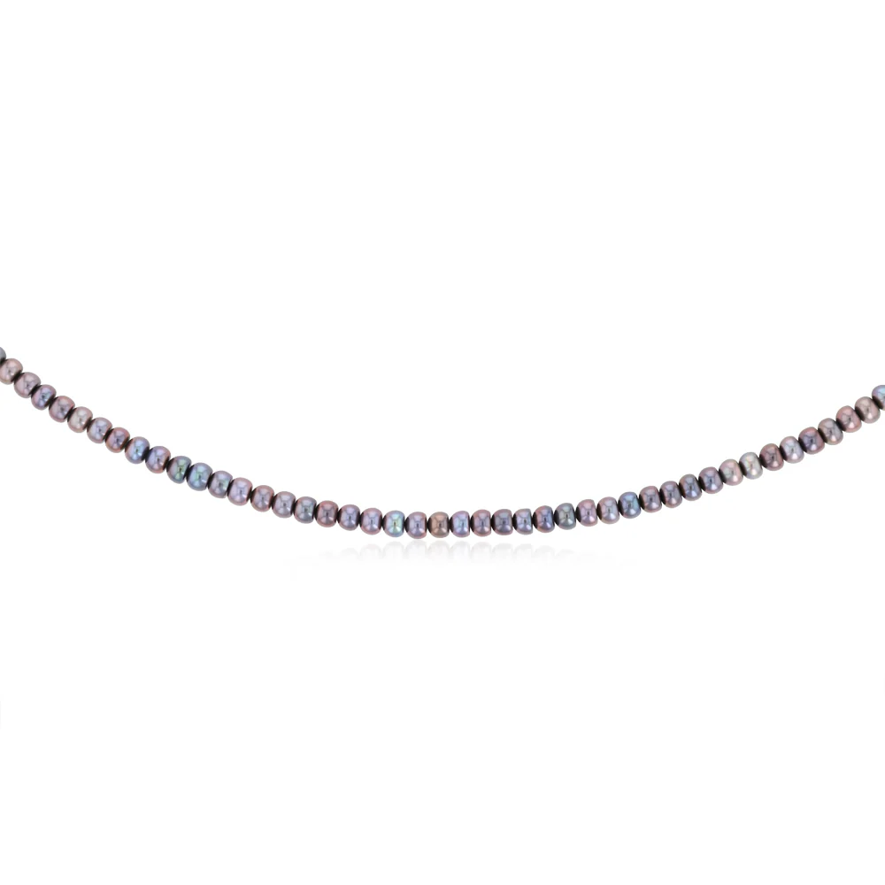 6-7mm Black Freshwater Pearl Chain in Sterling Silver - Image 2