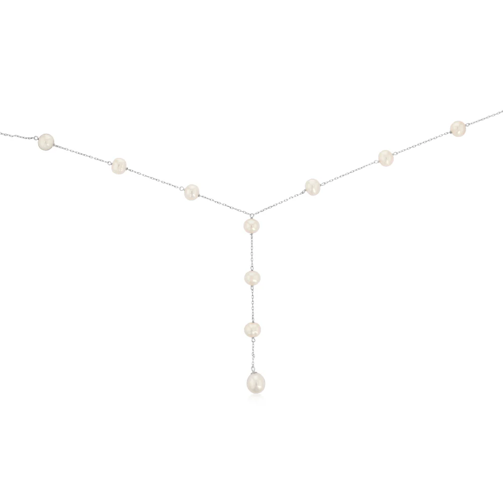 6-9mm White Freshwater Pearl Chain in Sterling Silver - Image 2
