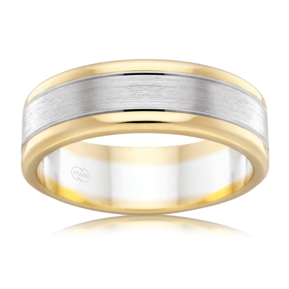9ct Two Tone Gold 8mm Ring - Image 2