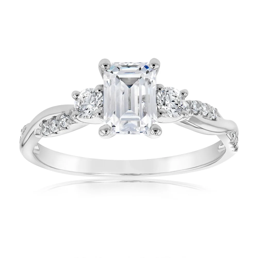 9ct White Gold Fancy Cubic Zirconia Ring