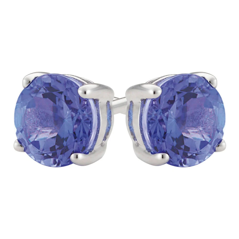 9ct White Gold Tanzanite 5mm Stud Earrings