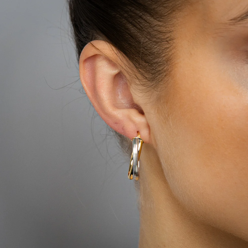 9ct Yellow And White Two Tone Gold
Elongated Double Hoop Earrings - Image 2