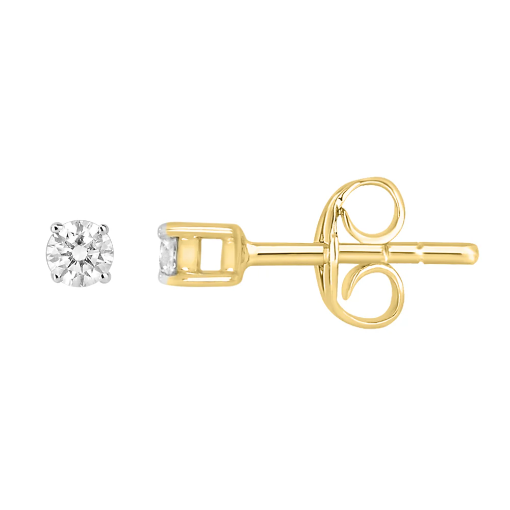 9ct Yellow Gold 1/10 Carat Diamond Stud Earrings