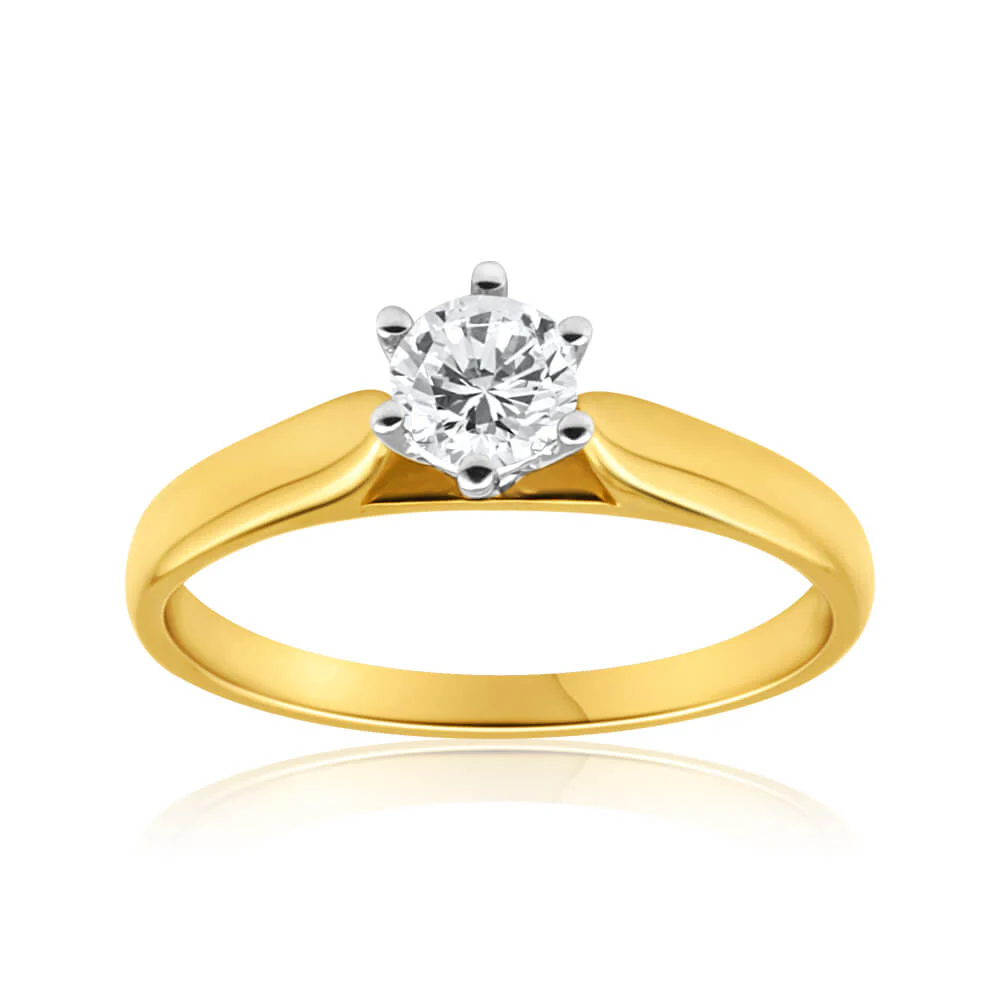 9ct Yellow Gold 1/2 Carat Diamond Solitaire Ring