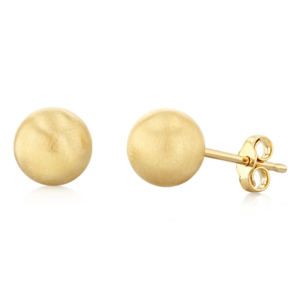 9ct Yellow Gold 7mm Polished Ball Stud Earrings