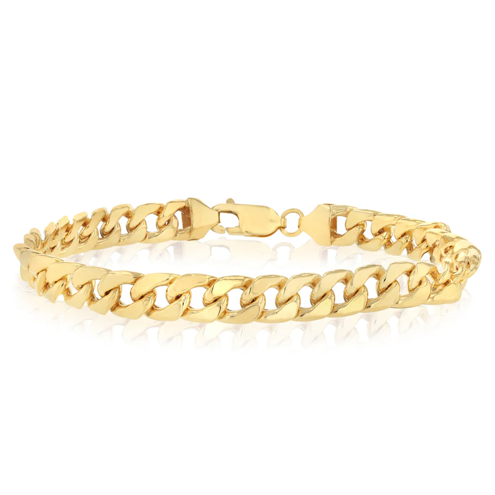 9ct Yellow Gold Copperfilled Flat Curb 21cm Bracelet