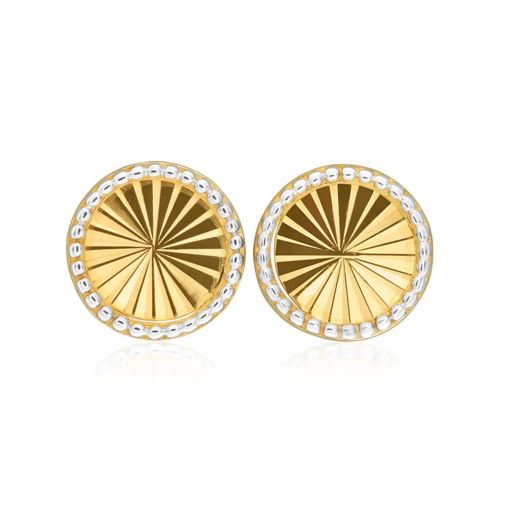 9ct Yellow Gold Diamond Cut Circle Stud Earrings