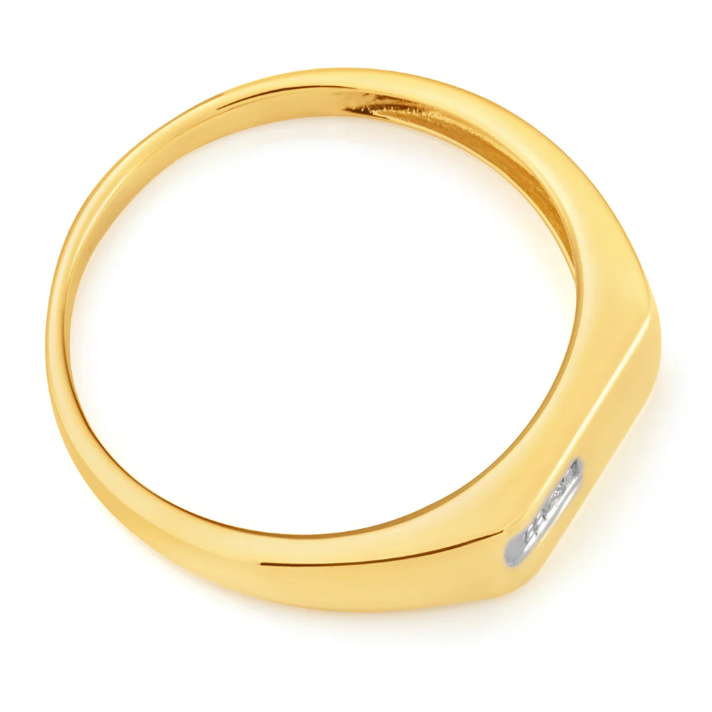 9ct Yellow Gold Diamond Gents Ring - Image 2