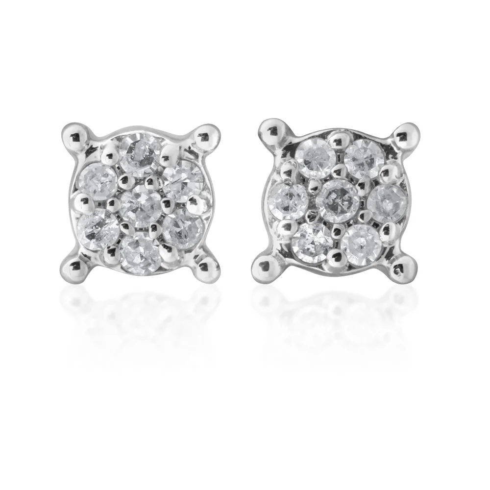 9ct Yellow Gold Diamond Studs with 14 Brilliant Diamonds