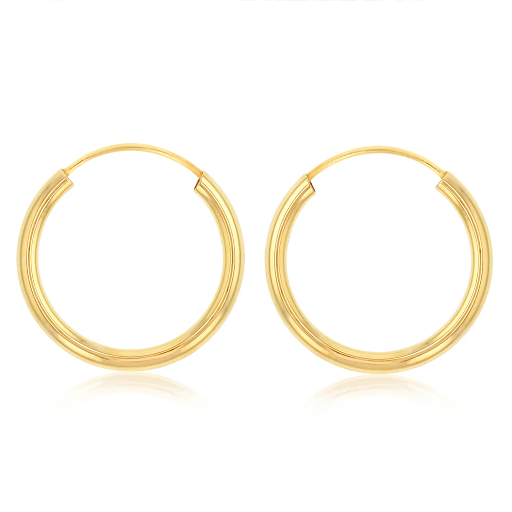 9ct Yellow Gold Fancy 14mm Sleeper Earrings
