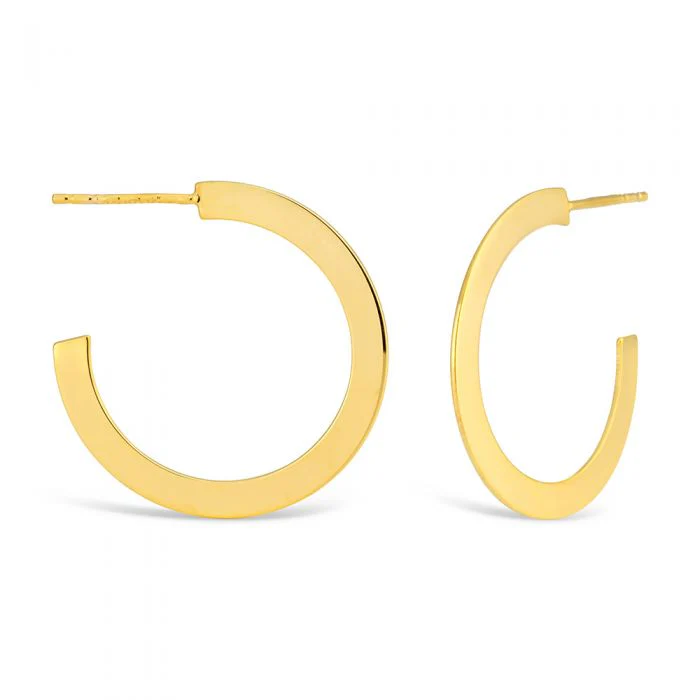 9ct Yellow Gold Filled Half Round Flat Stud Earrings
