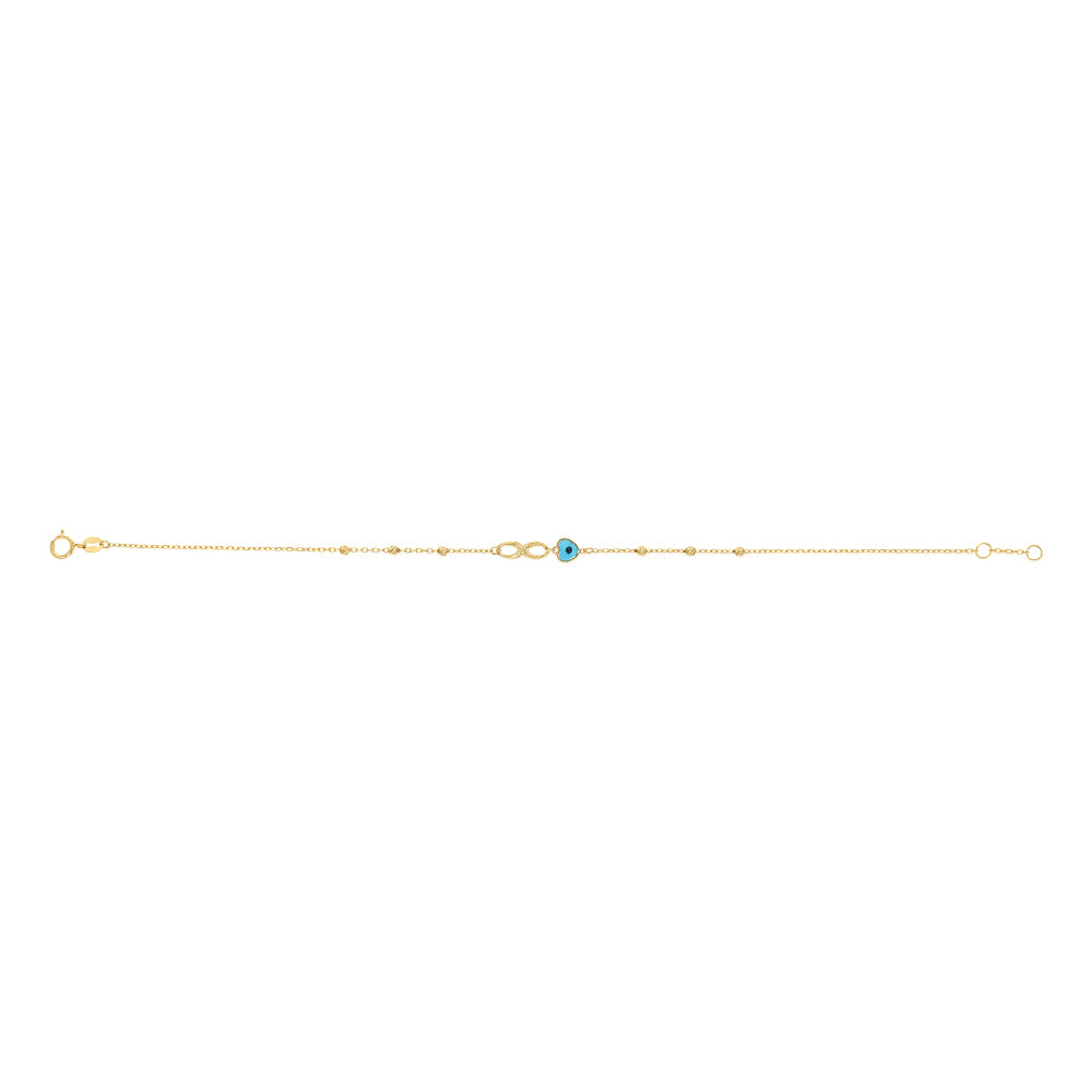 9ct Yellow Gold Infinity Evil Eye 19cm Bracelet - Image 2