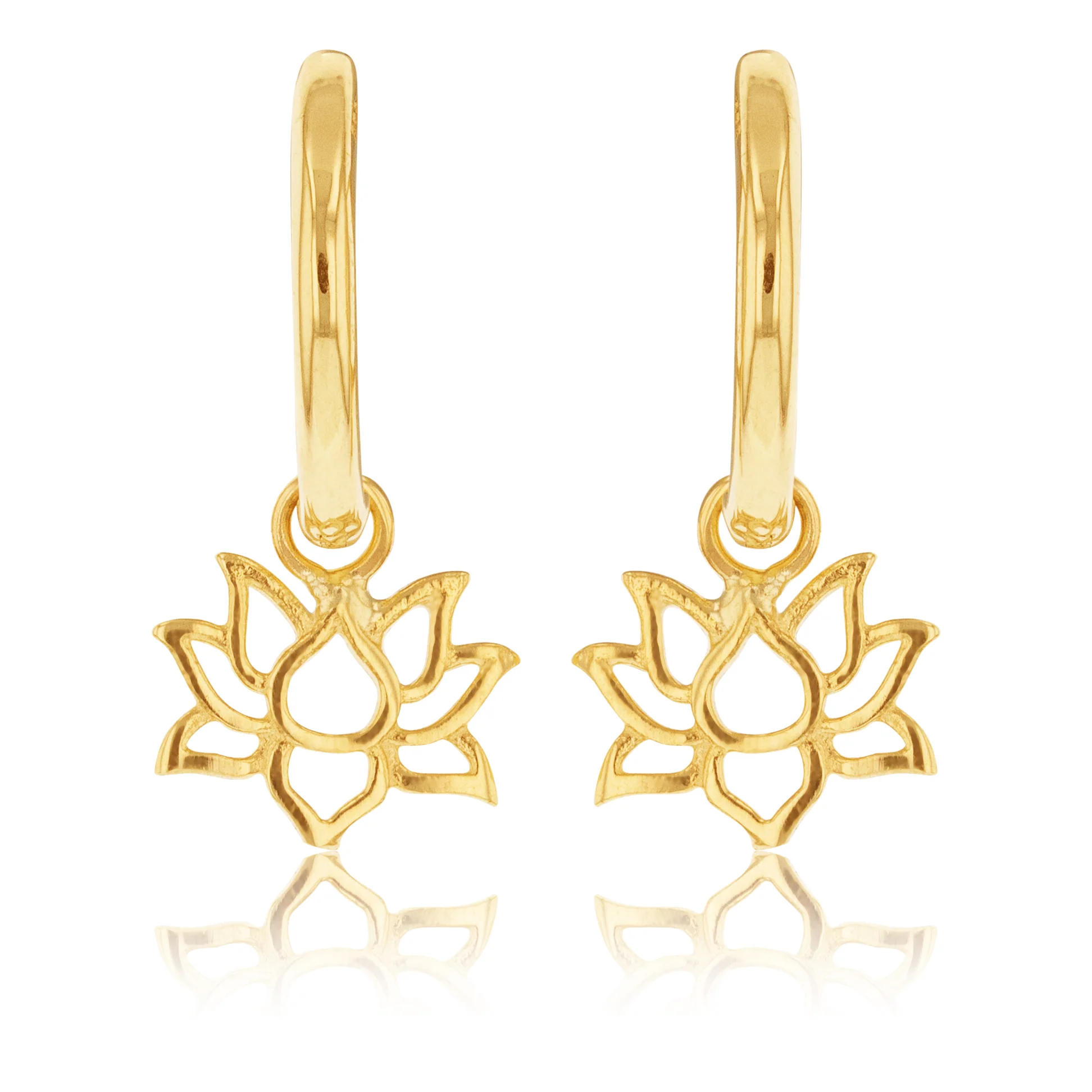 9ct Yellow Gold Lotus On Sleeper Earrings