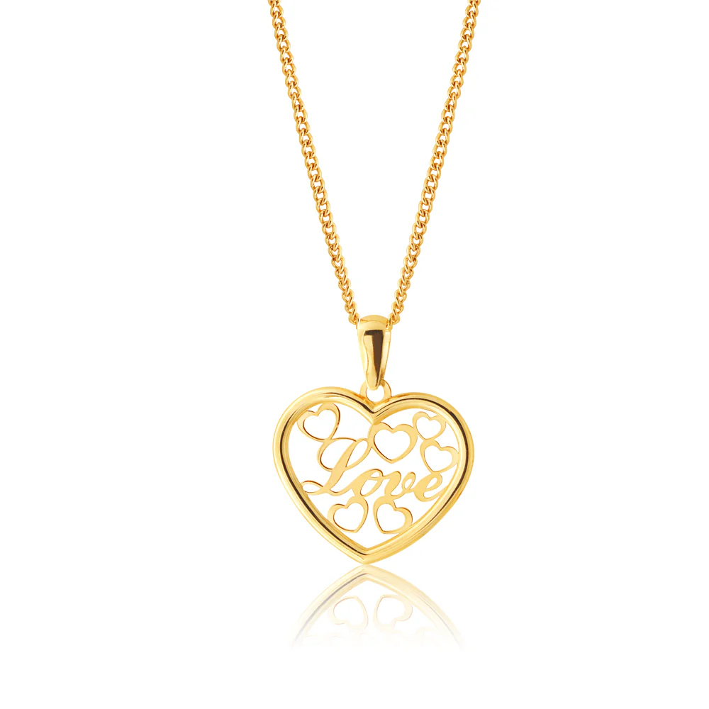 9ct Yellow Gold Love Hearts Pendant