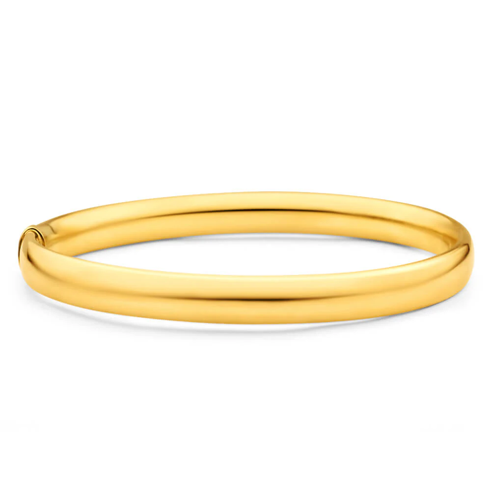 9ct Yellow Gold Silver Filled 8mm x 70mm Bangle