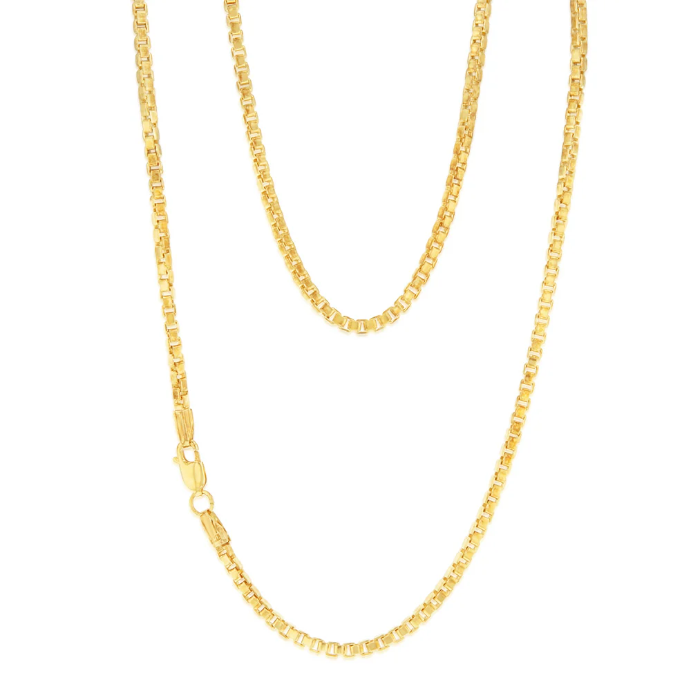 9ct Yellow Gold Silver Filled Box 45cm Chain