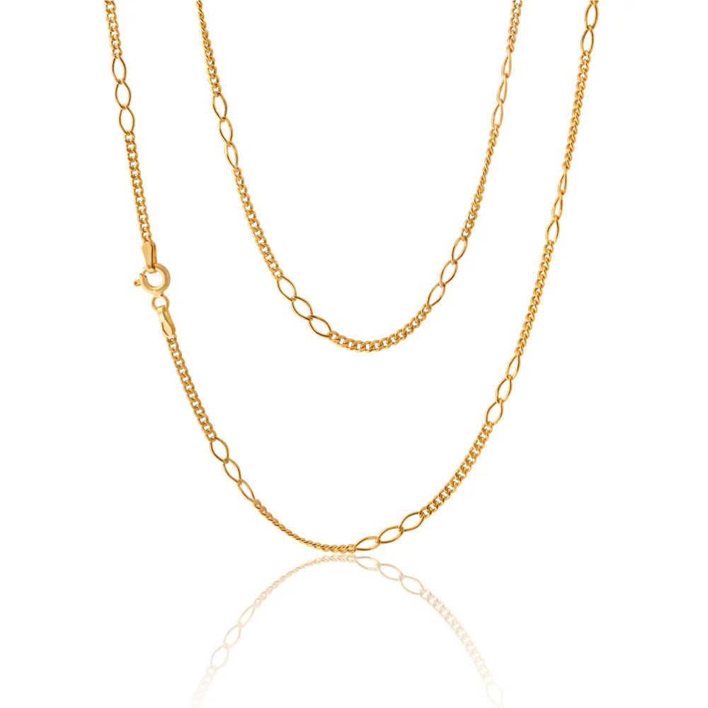 9ct Yellow Gold Silver Filled Figaro 50cm Chain