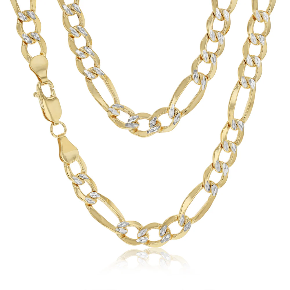 9ct Yellow Gold Silver Filled Figaro 50cm Chain