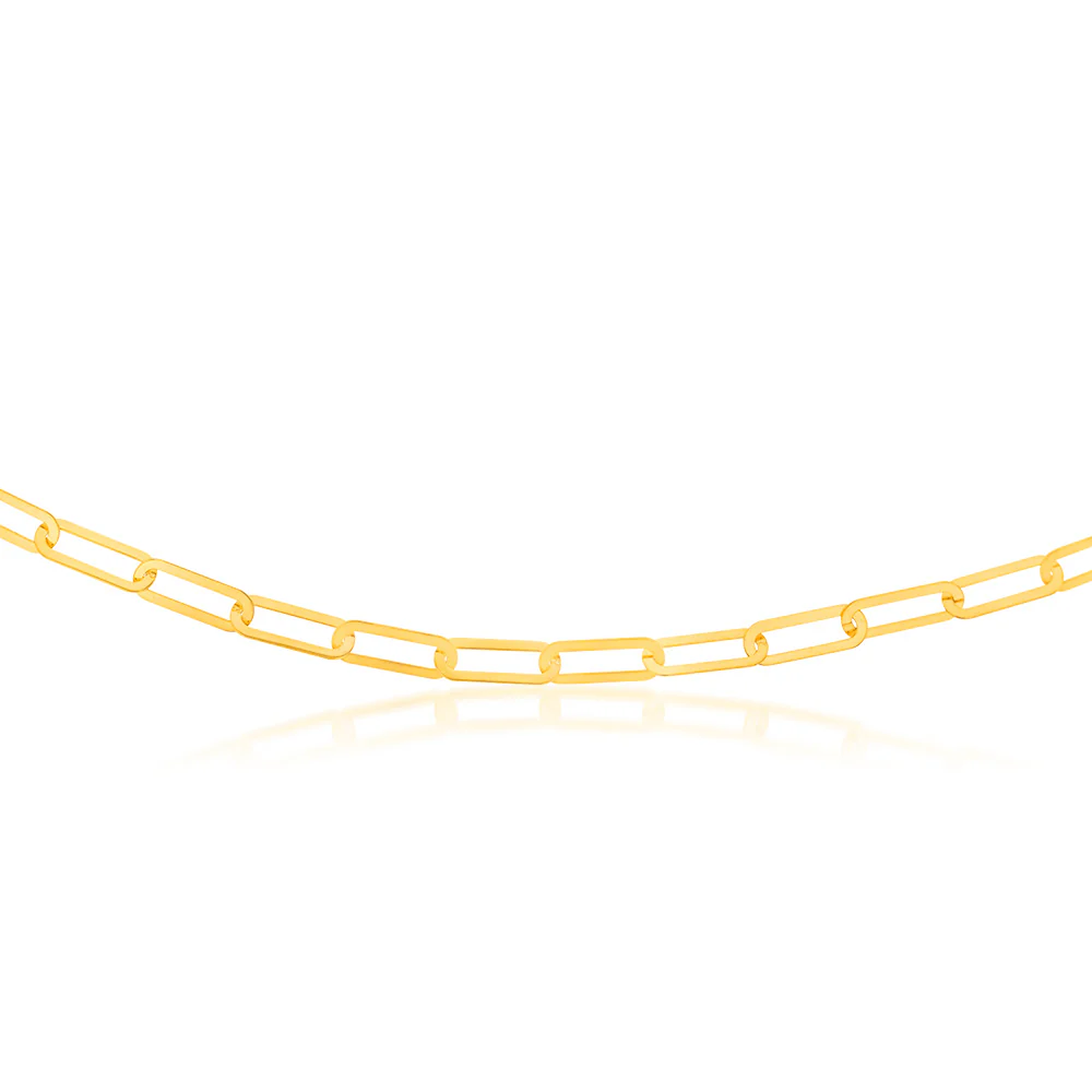 9ct Yellow Gold Silver Filled Paperclip 60cm Chain - Image 2