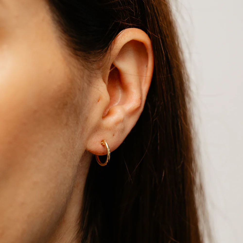 9ct Yellow Gold Silver Filled Plain 10mm Hoop Earrings - Image 2