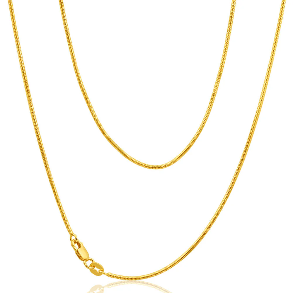 9ct Yellow Gold Silver Filled Snake 45cm Chain