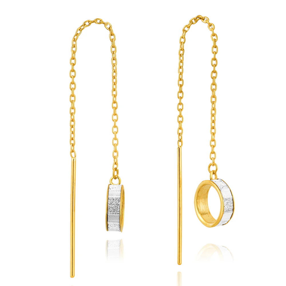 9ct Yellow Gold Silver Filled Stardust Open Circle Thread Earrings