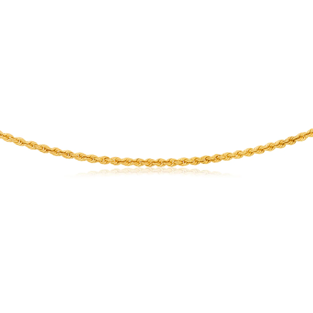 9ct Yellow Gold Silverfilled 50cm Rope Chain