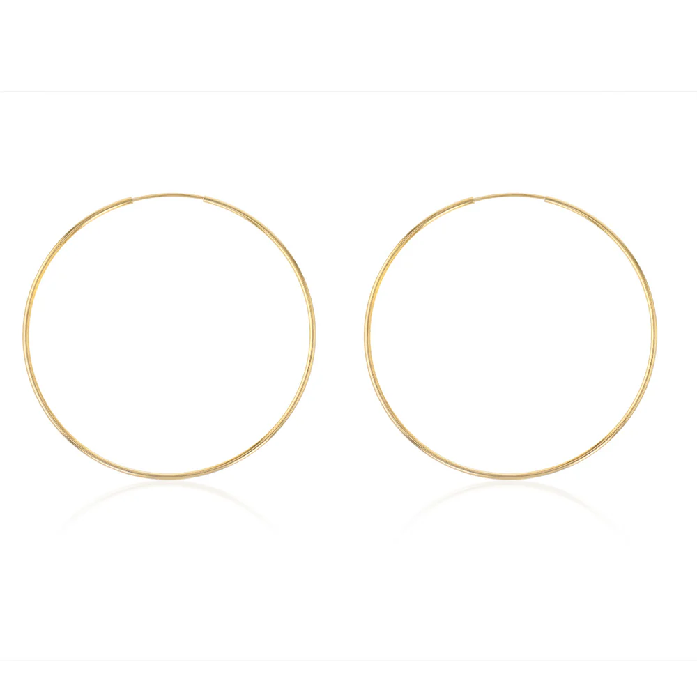 9ct Yellow Gold Silverfilled 50mm Sleeper Earrings