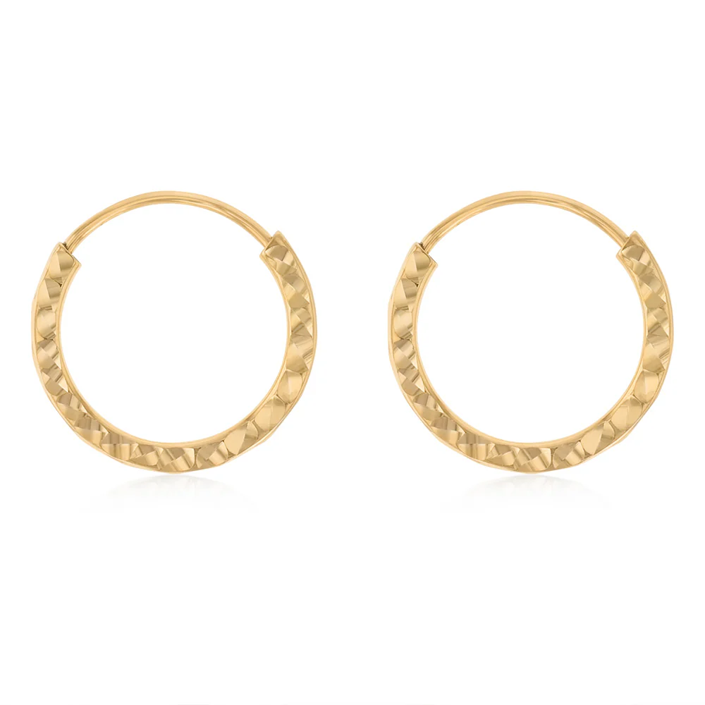 9ct Yellow Gold Silverfilled Dicut Sleeper Earrings