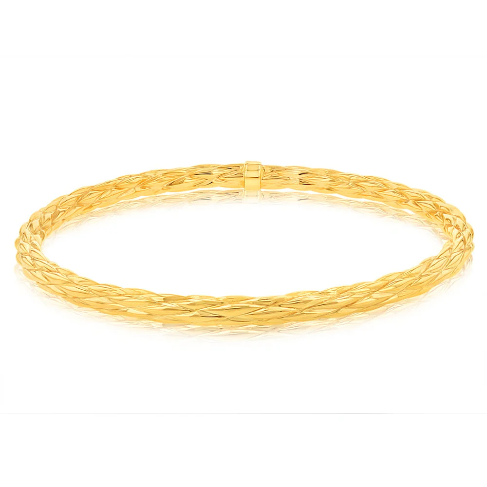 9ct Yellow Gold Silverfilled Fancy Textured Bangle