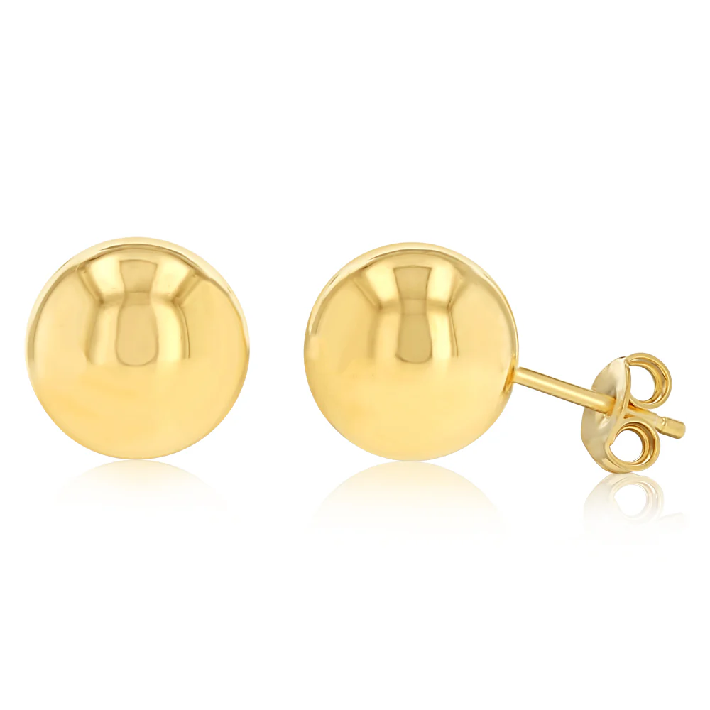 9ct Yellow Gold Silverfilled Polished Ball Stud Earrings