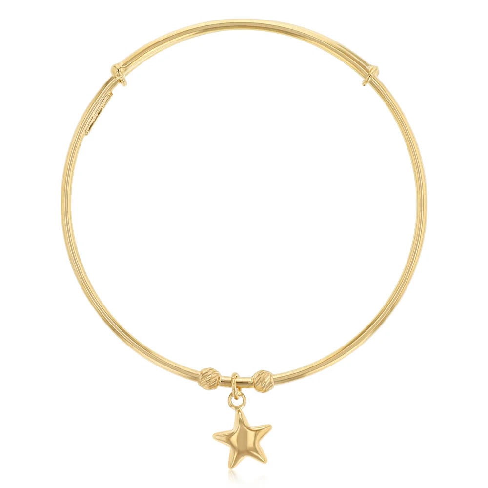 9ct Yellow Gold Silverfilled Star Baby Bangle - Image 2