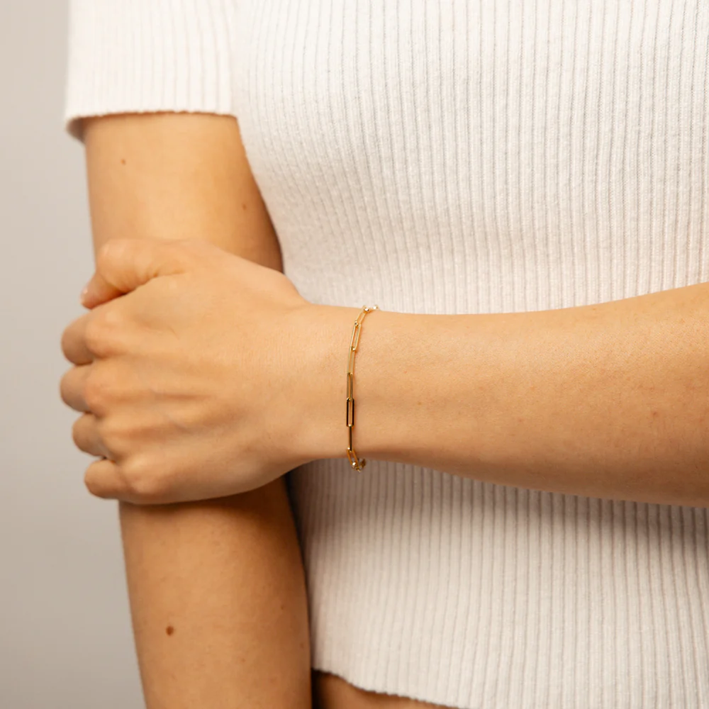 9ct Yellow Gold Silverfilled Thin Paperclip 19cm Bracelet - Image 3