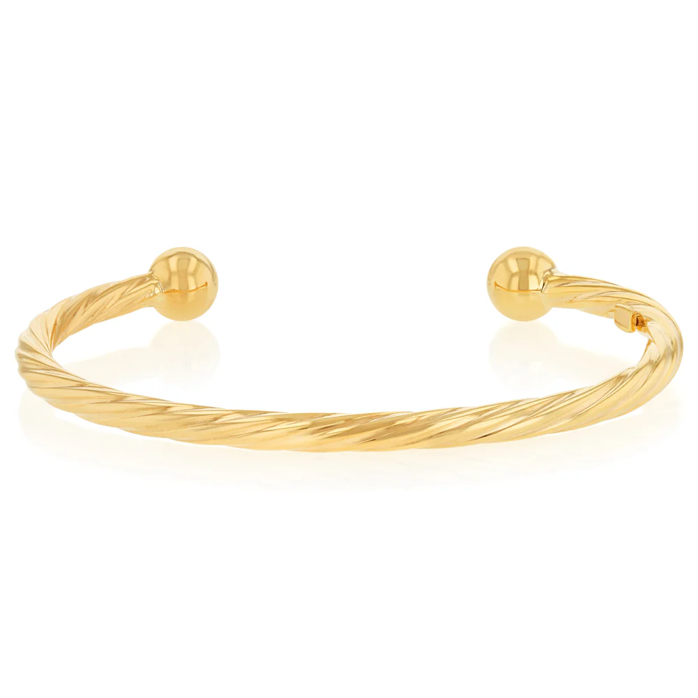 9ct Yellow Gold Silverfilled Twisted Torque Baby Bangle
