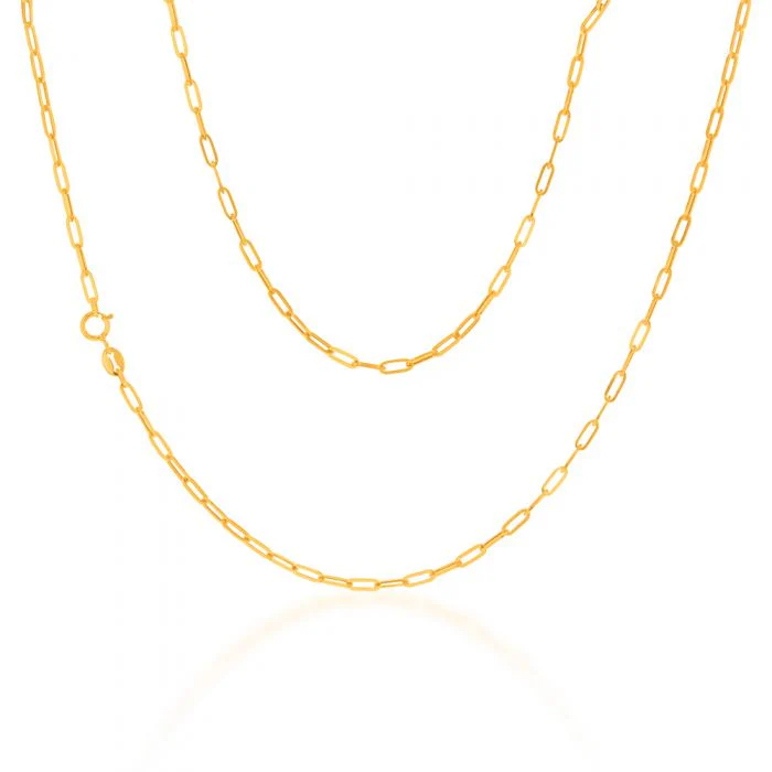 9ct Yellow Gold Small Paperclip 45cm Chain