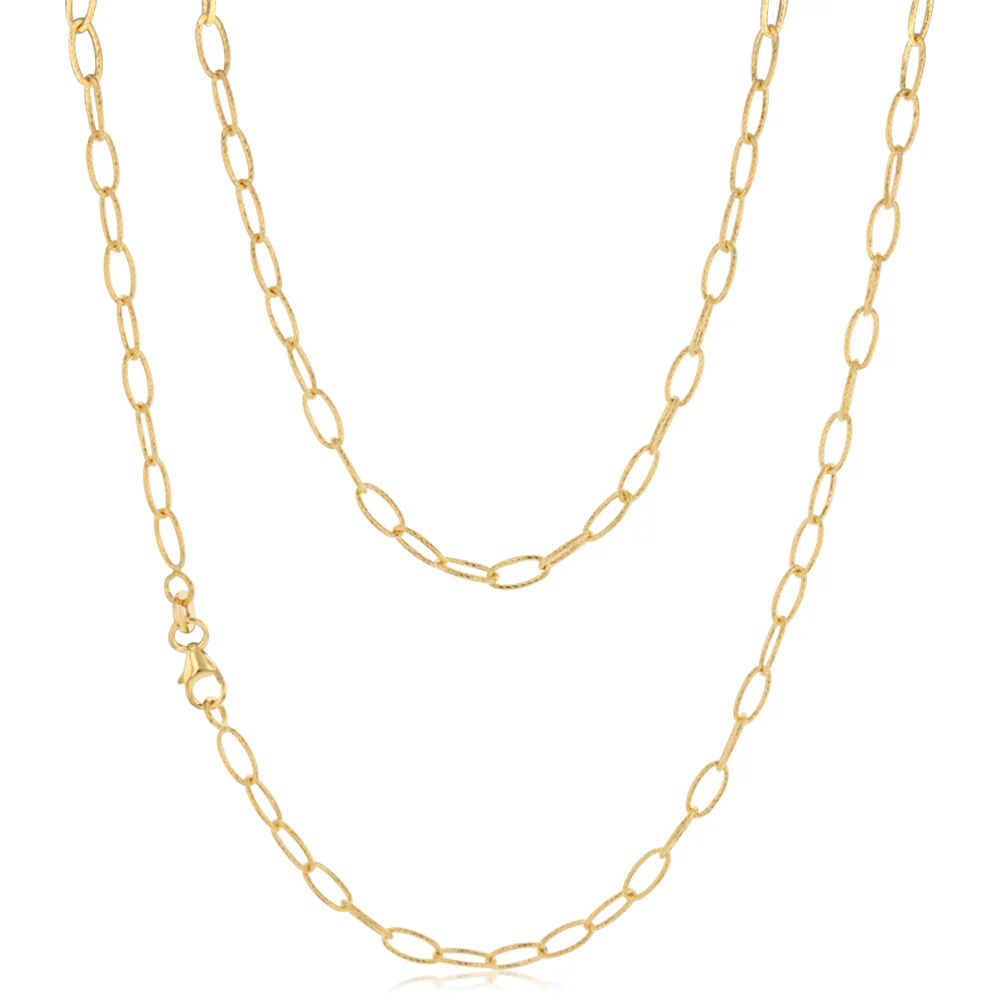 9ct Yellow Gold Textured Paperclip 50cm Chain