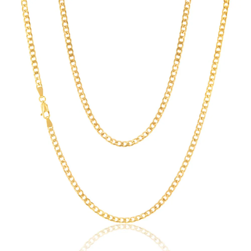 9ct Yellow Solid Gold 100 Gauge Curb 51cm Chain