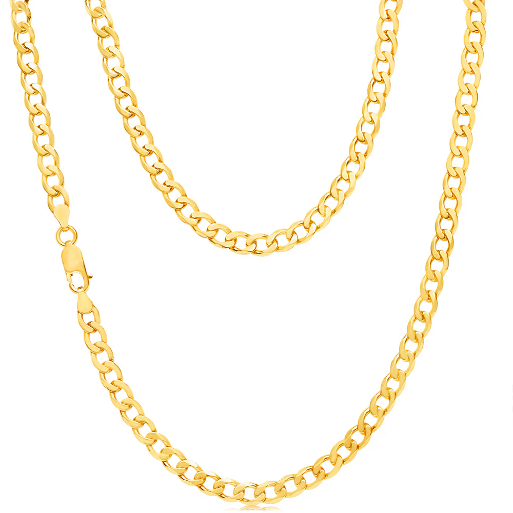 9ct Yellow Solid Gold Curb Chain 50cm in 150 Gauge