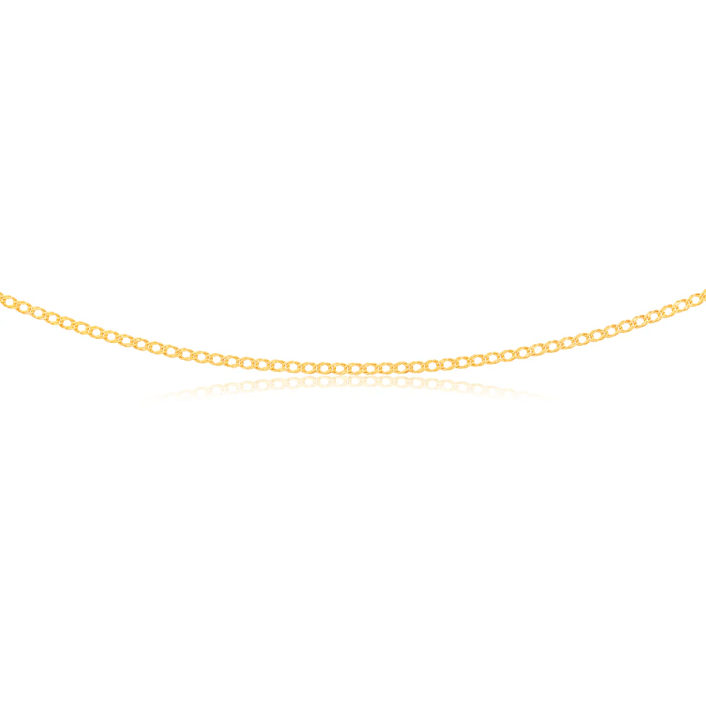 9ct Yellow Solid Gold Curb Double Diamond Cut 45cm Chain 40gauge