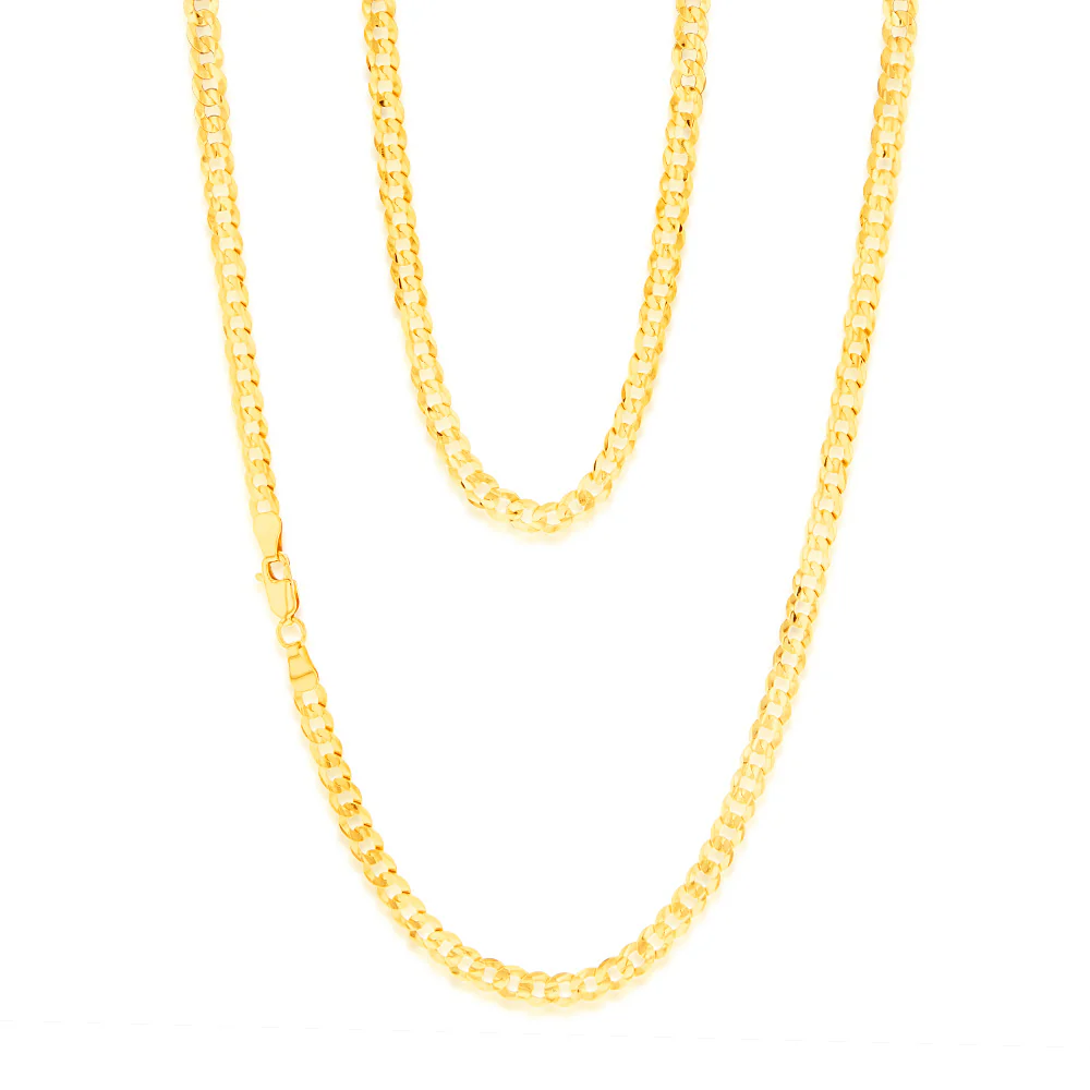 9ct Yellow Solid Gold Fancy 120 Gauge 55cm Chain