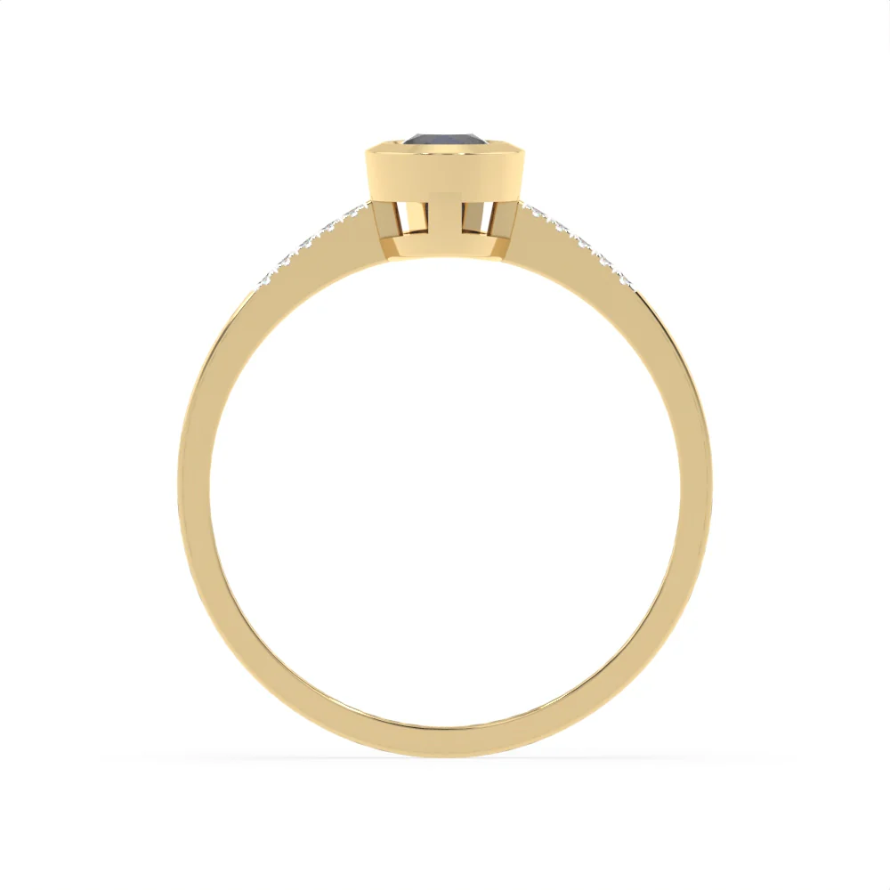 Created Sapphire and Diamond Ring in 9ct Yellow Gold - Image 3