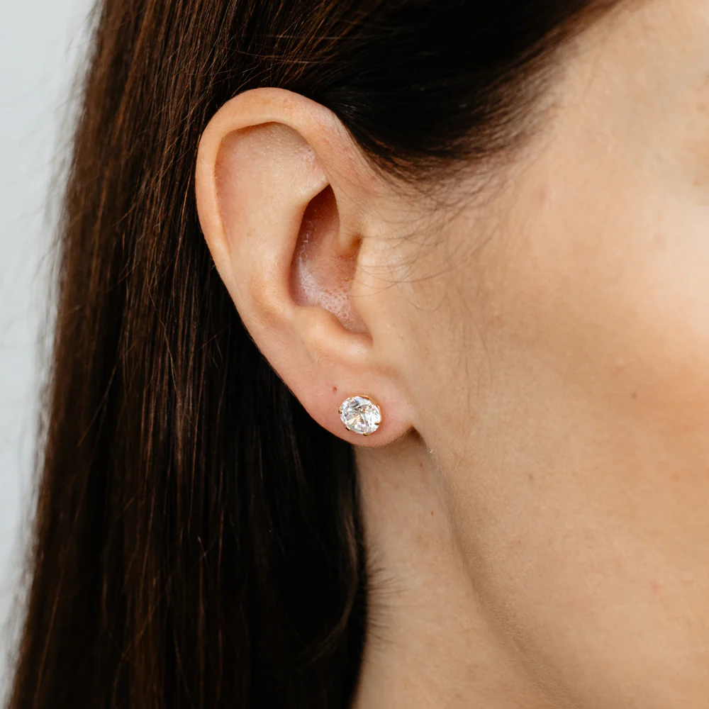 Cubic Zirconia 7mm Stud Earring in 9ct Yellow Gold - Image 2