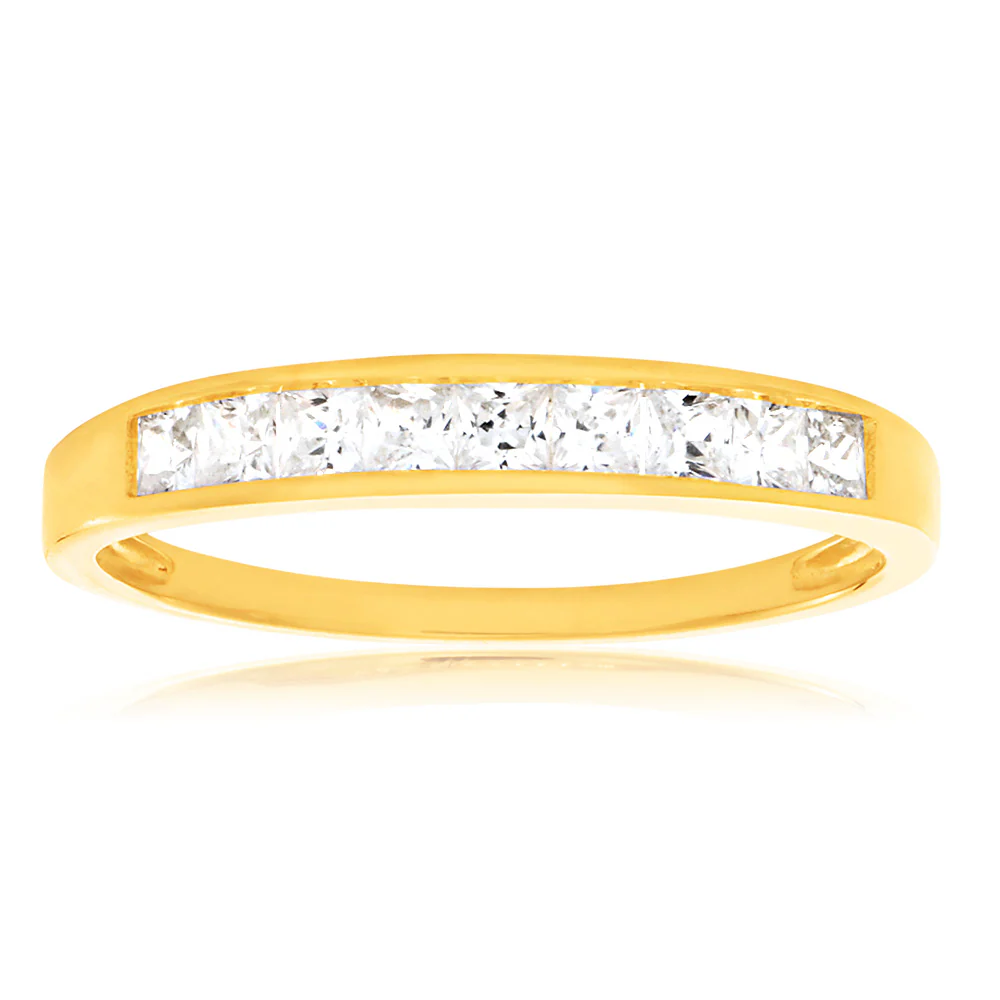 Cubic Zirconia Channel Ring in 9ct Yellow Gold