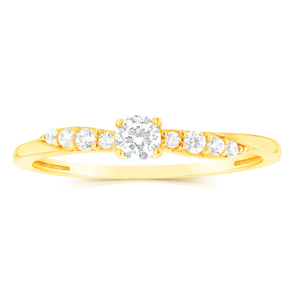 Cubic Zirconia Cocktail Ring in 9ct Yellow Gold