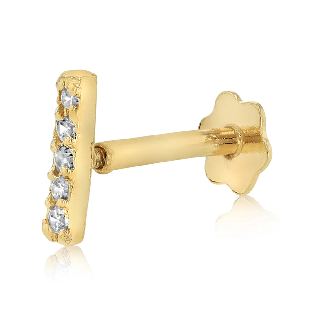 Cubic Zirconia Single Flatback Earring in 9ct Yellow Gold - Image 2