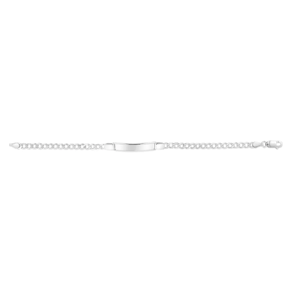 Engravable ID Flat Curb 17cm Bracelet in Sterling Silver - Image 2