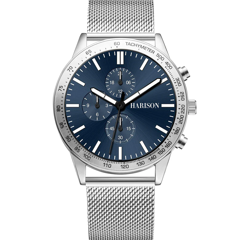 Harison Nash XM422S Stainless Steel Watch with Decorative Sub-Dials