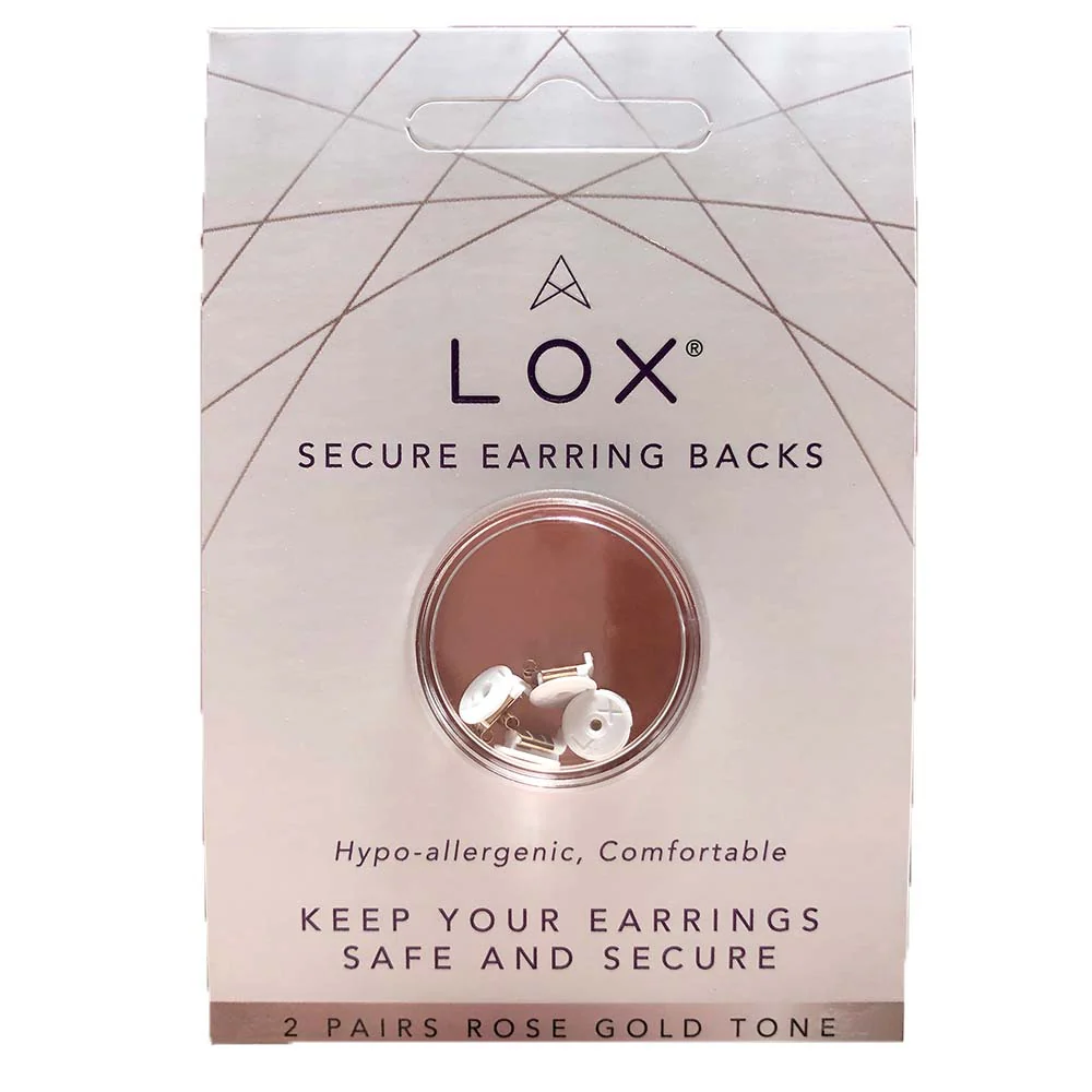 Lox Rose Gold Tone Secure Earring Backs Two Pairs Pack
